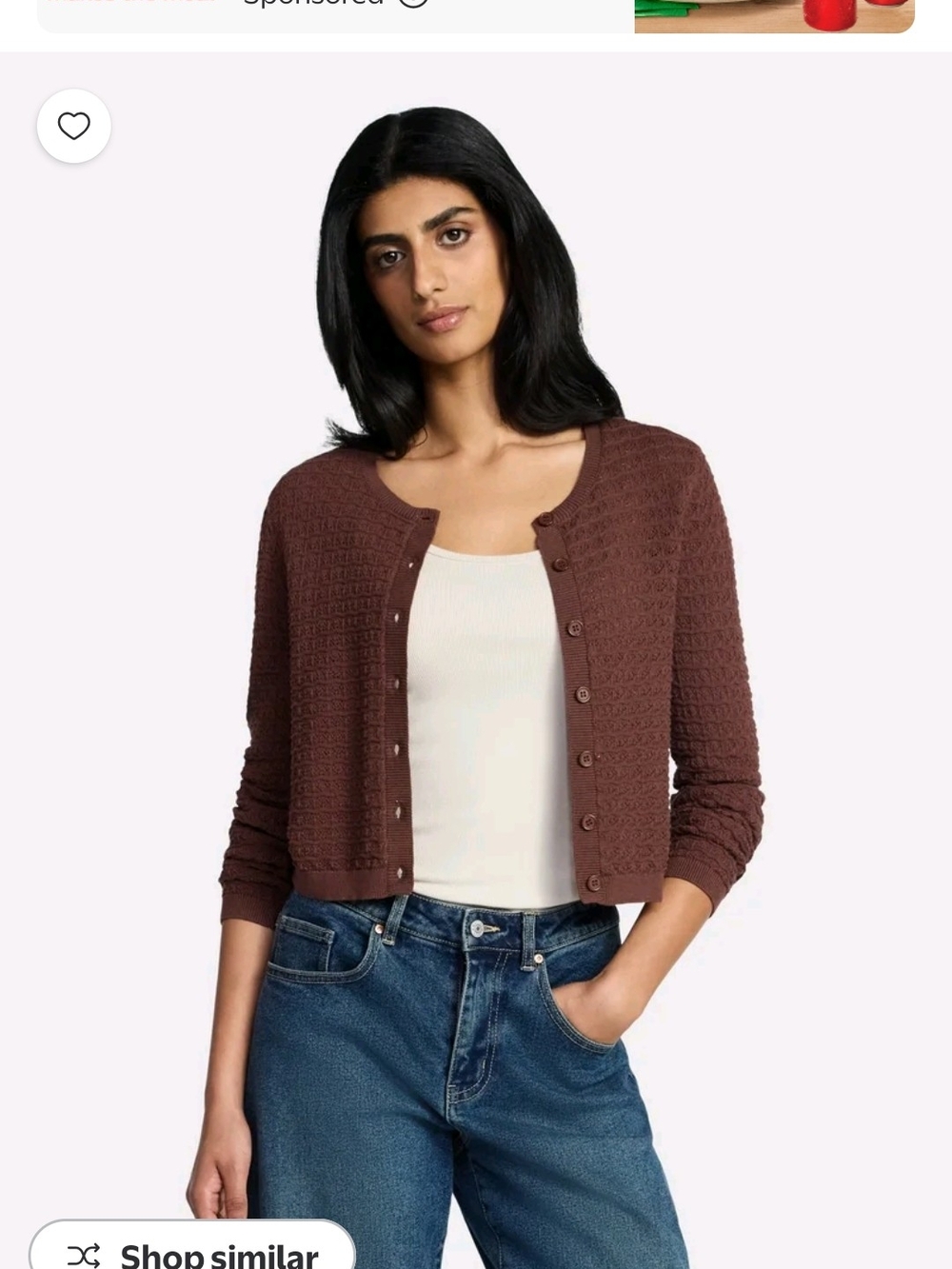 Madden NYC Women's Brown Knit Button-Front Cardigan - Picture 3 of 3